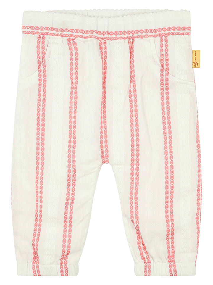 Steiff Spodnie w kolorze kremowo-jasnoróżowym rozmiar: 80