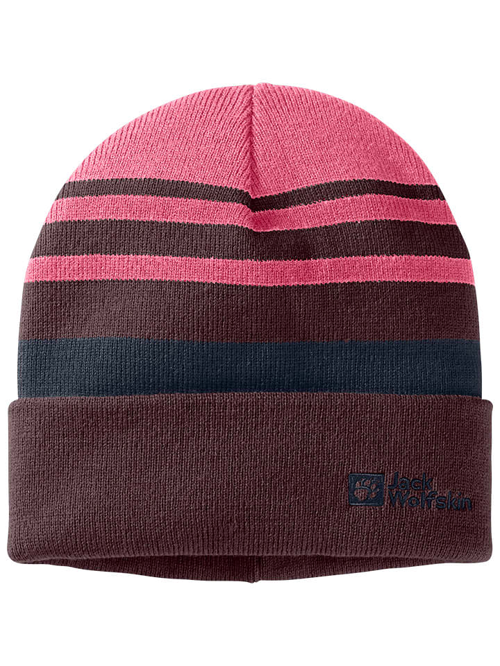 Jack Wolfskin Czapka beanie "Stripy" w kolorze czerwono-różowym rozmiar: M