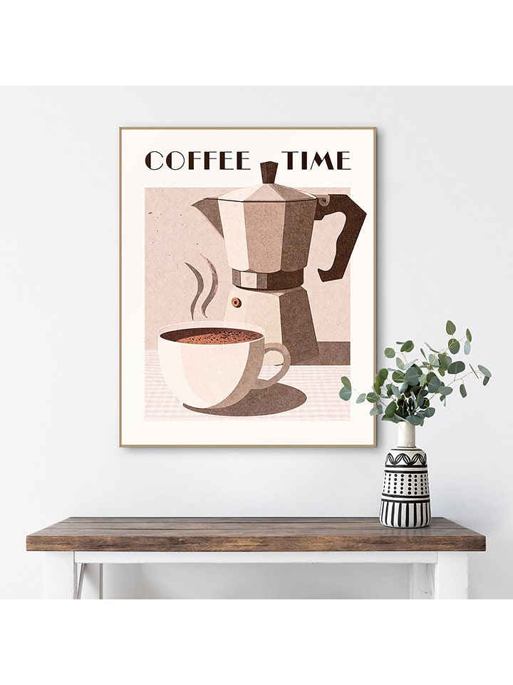 Orangewallz Druk artystyczny "Coffee Time" w ramce rozmiar: 40x50 cm