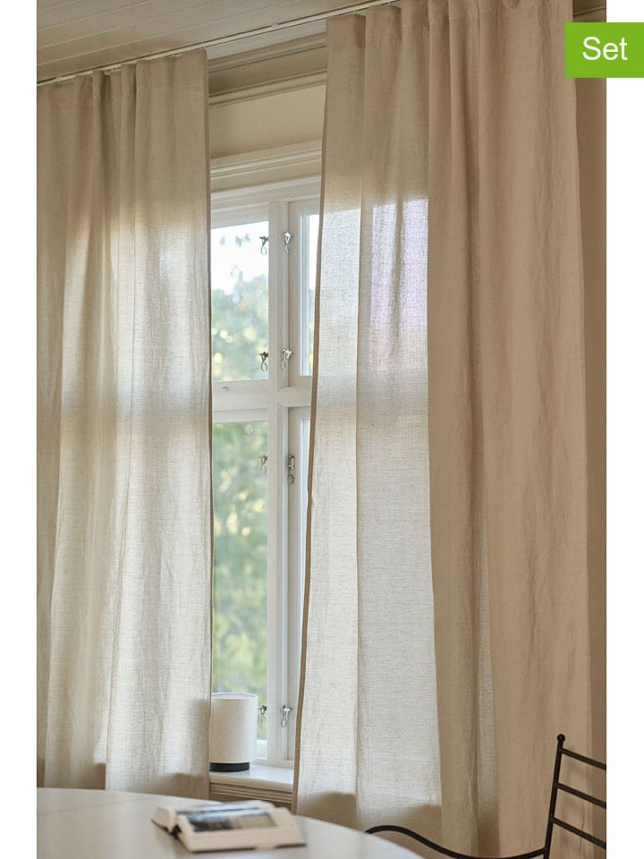 Jotex Zasłony (2 szt.) "Lina" w kolorze beżowym rozmiar: 220 cm