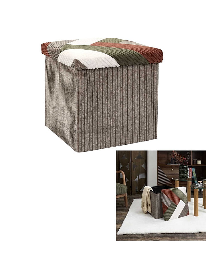 THE HOME DECO FACTORY Puf w kolorze beżowo-białym - 38 x 38 cm rozmiar: onesize