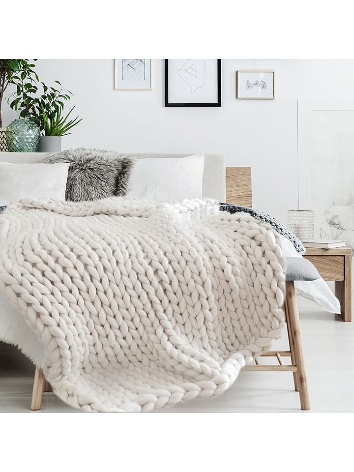 THE HOME DECO FACTORY Pled w kolorze białym - 150 x 120 cm rozmiar: onesize