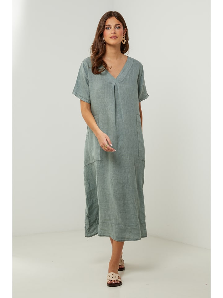 Lin Passion Lniana sukienka w kolorze khaki rozmiar: 40/42