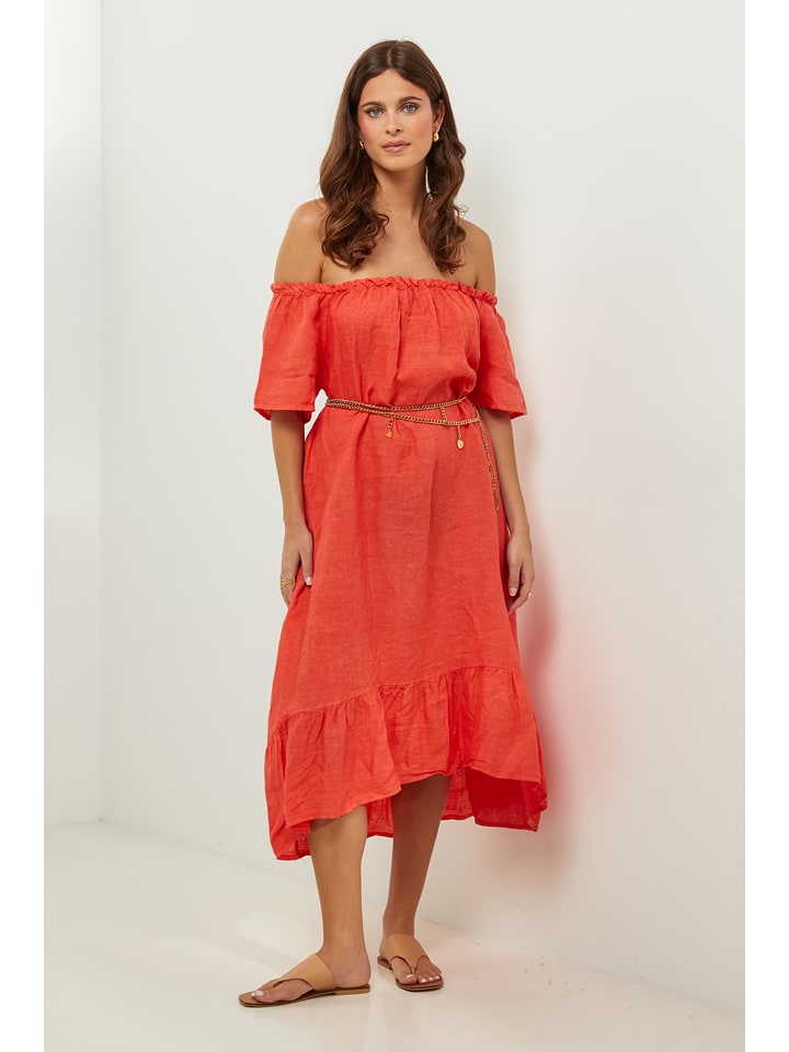 Lin Passion Lniana sukienka w kolorze czerwonym rozmiar: 34/36