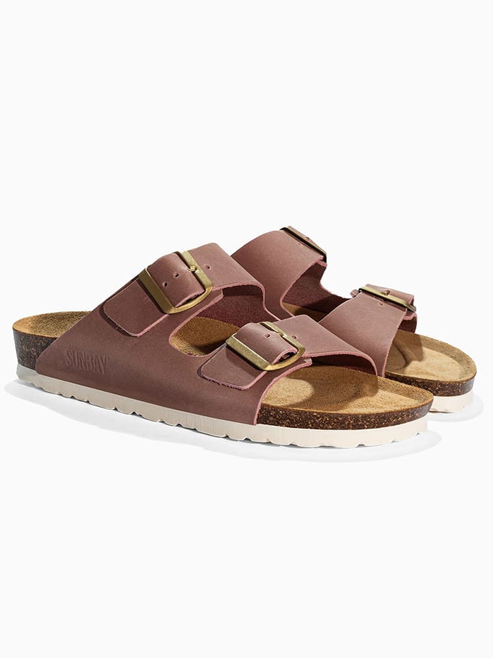 Sunbay Skórzane klapki "Trefle" w kolorze jasnoróżowym rozmiar: 39