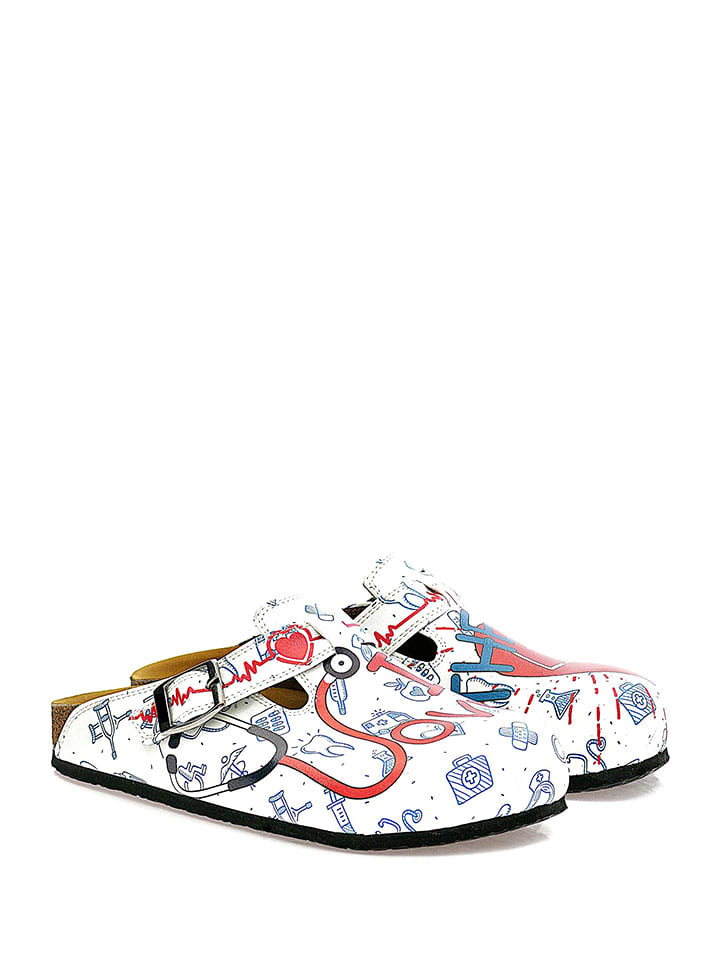 Calceo Chodaki w kolorze białym ze wzorem rozmiar: 40