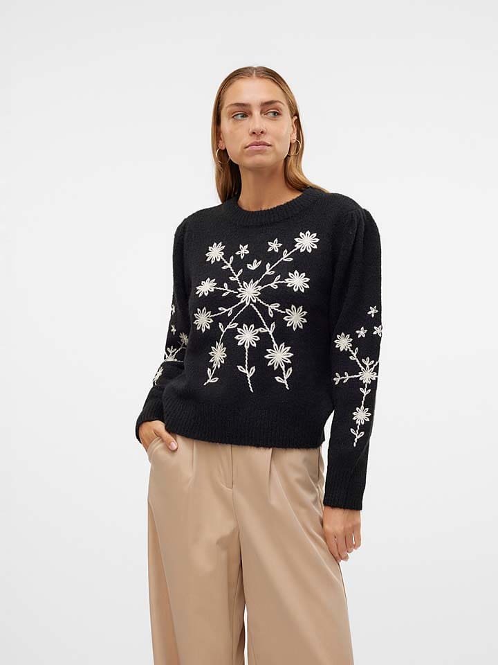 Vero Moda Sweter "Gaia" w kolorze kremowo-czarnym rozmiar: XS