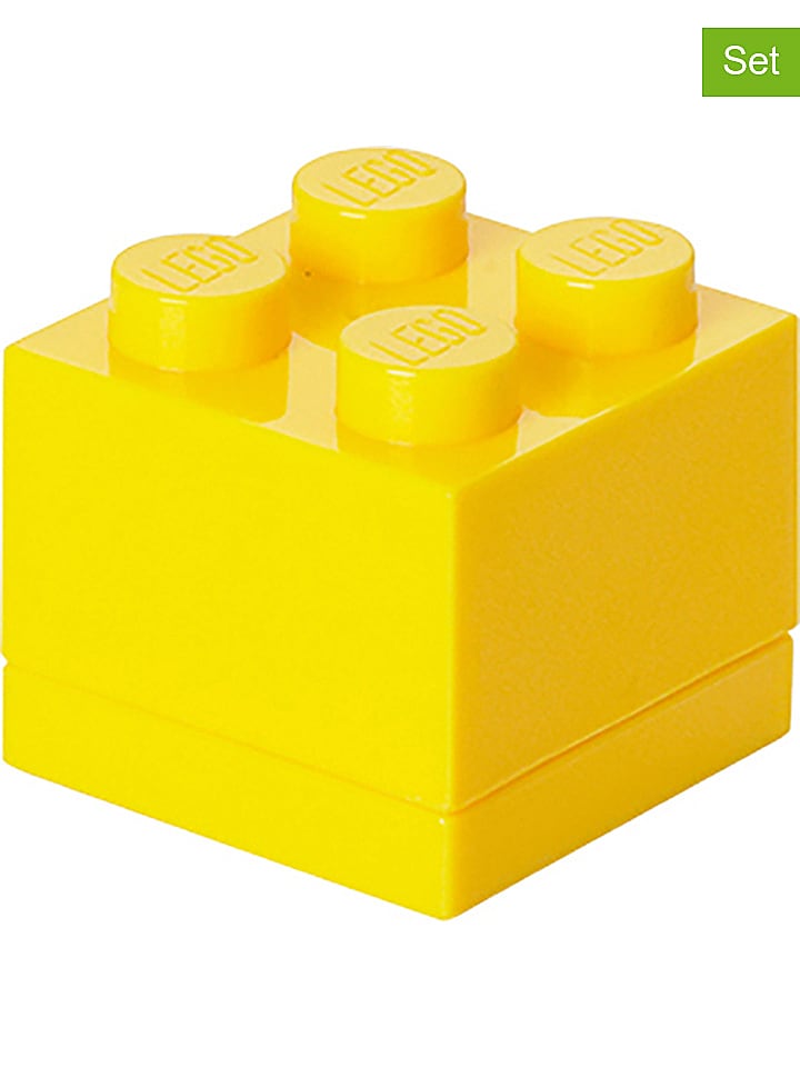 LEGO Pojemniki (3 szt.) "Mini 4" w kolorze żółtym - 4,6 x 4,3 x 4,6 cm rozmiar: onesize