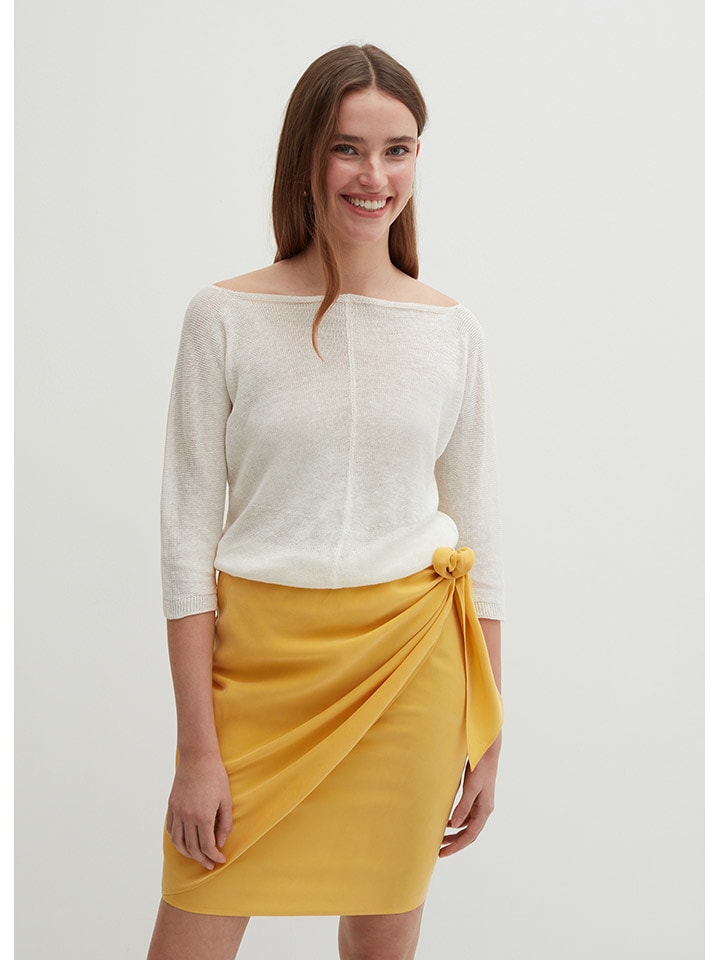 STEFANEL Lniany sweter w kolorze kremowym rozmiar: M