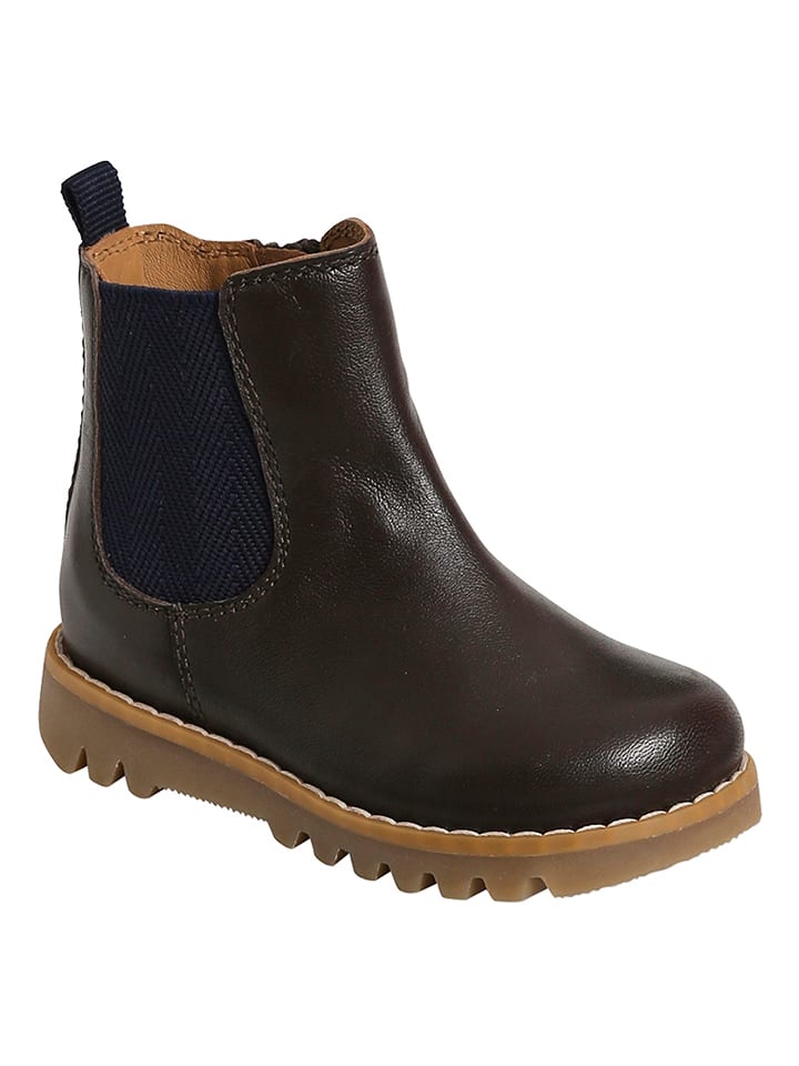 vertbaudet Skórzane botki w kolorze ciemnobrązowym rozmiar: 25