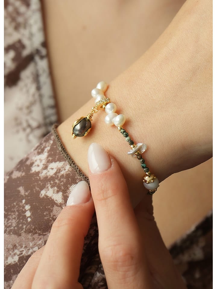 L'Atelier de Gaia Pozłacana bransoletka z perłami i turkusami rozmiar: onesize