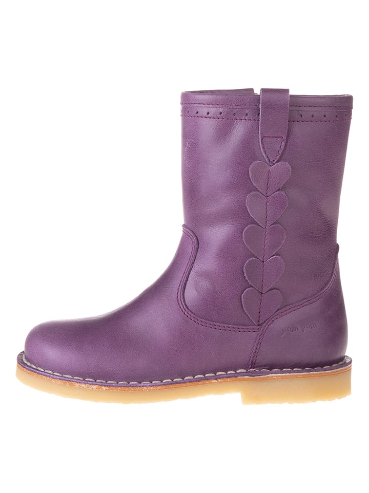 POM POM Skórzane kozaki zimowe w kolorze fioletowym rozmiar: 30