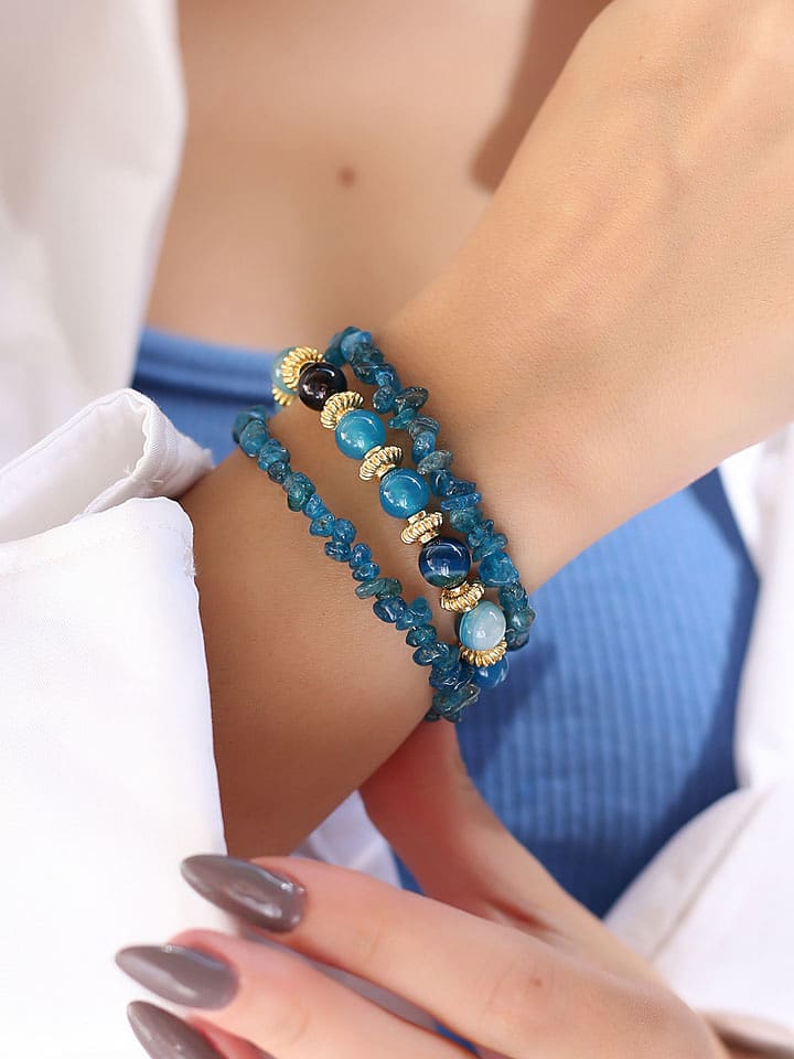 Pierres delicates Pozłacana bransoletka z agatami i azurytami rozmiar: onesize