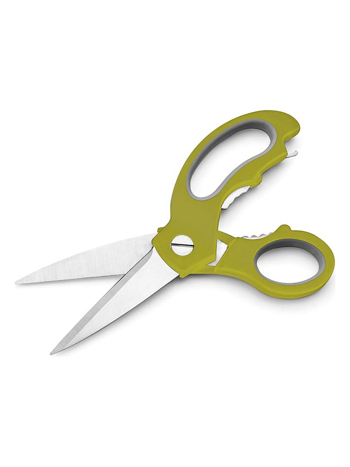 Ibili Nożyczki kuchenne "Luxe" w kolorze srebrno-zielonym - dł. 23 cm rozmiar: onesize