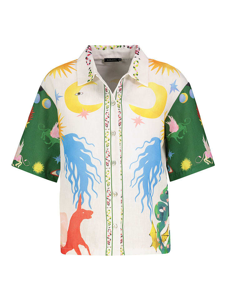 Sublevel Bluzka w kolorze białym ze wzorem rozmiar: S/M