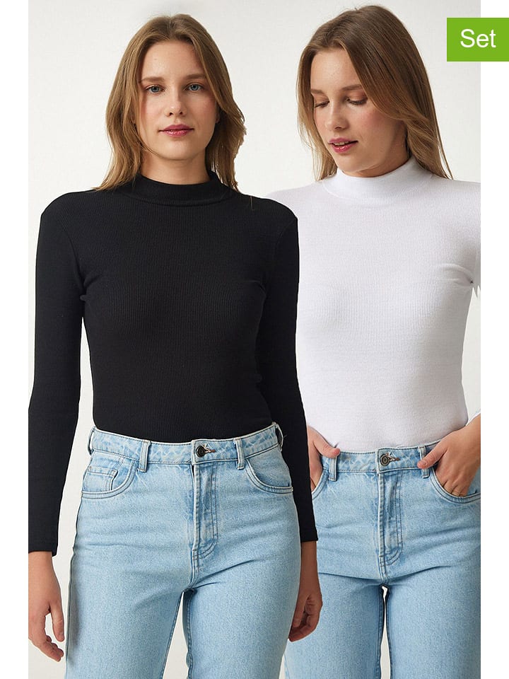 Happiness Istanbul Koszulki (2 szt.) w kolorze czarnym i białym rozmiar: S/M