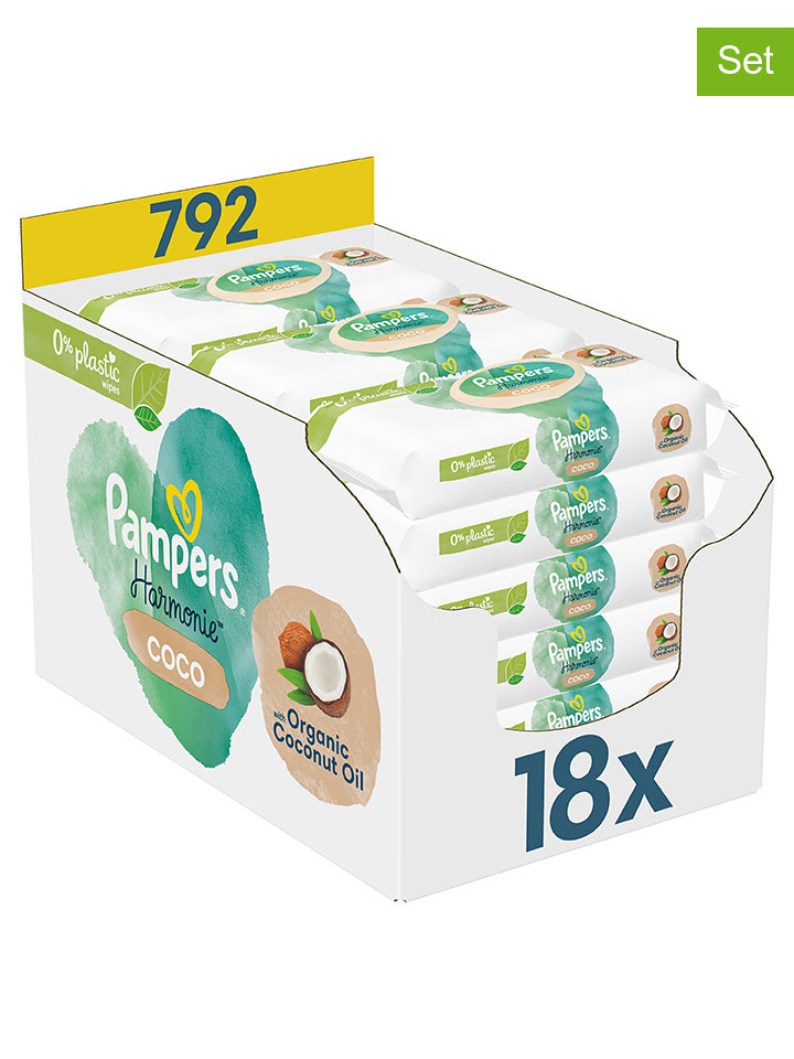 Pampers Chusteczki nawilżające (792 szt.) "Harmonie Coco" - 18 x 44 szt. rozmiar: onesize