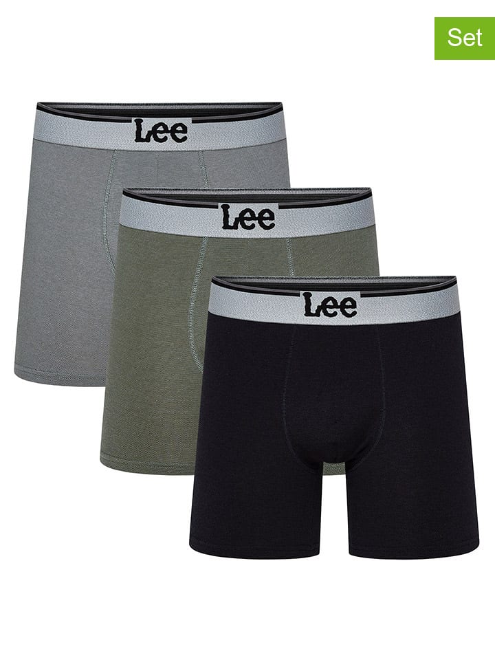 LEE Underwear Bokserki (3 pary) "Raymar" w kolorze czarnym, oliwkowym i szarym rozmiar: XL