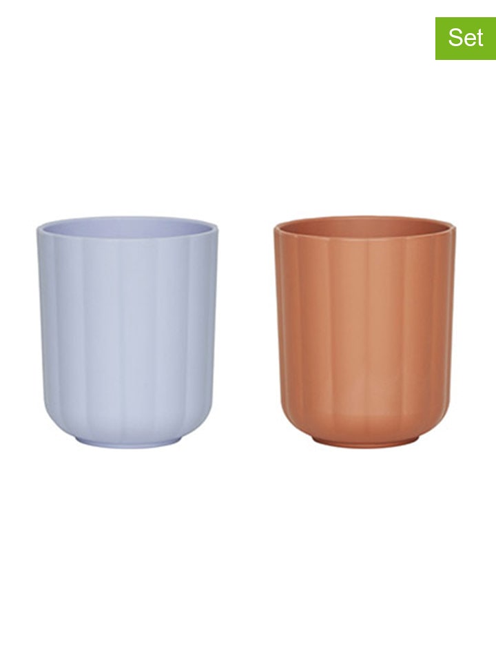 OYOY mini Kubki edukacyjne (2 szt.) "Pullo" w kolorze jasnobrązowo-błękitnym - 12 m+ rozmiar: onesize