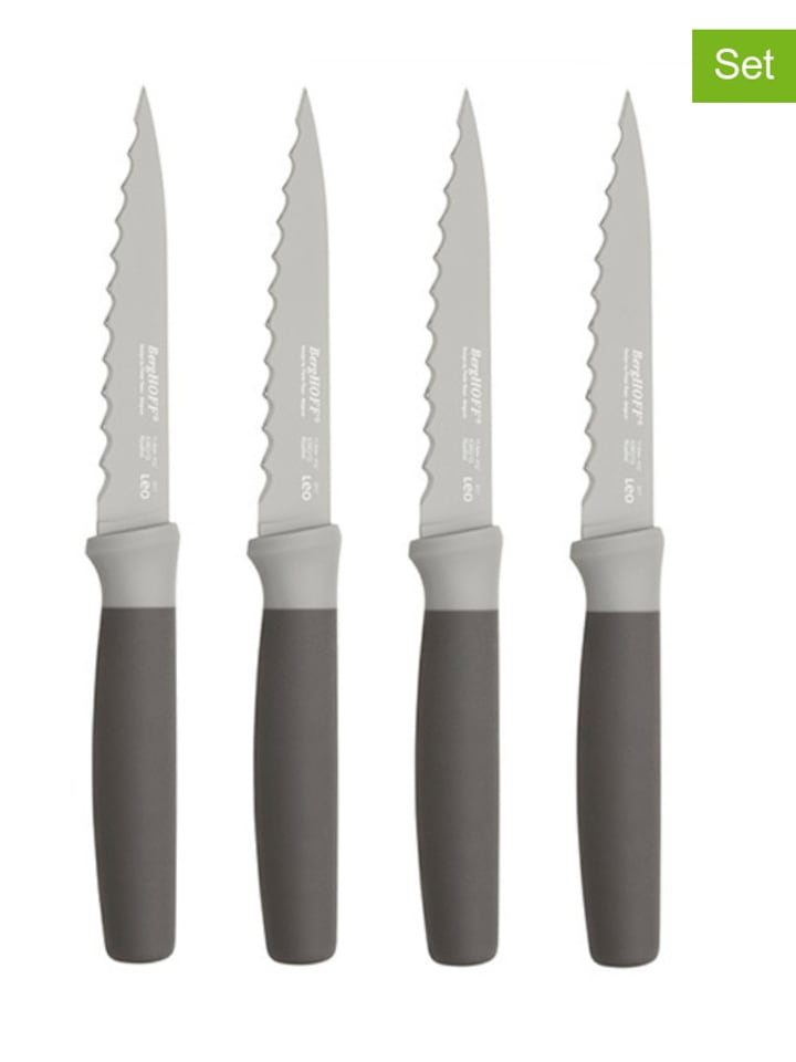 BergHOFF Noże (4 szt.) w kolorze czarno-srebrnym do steków - dł. 11,5 cm rozmiar: onesize