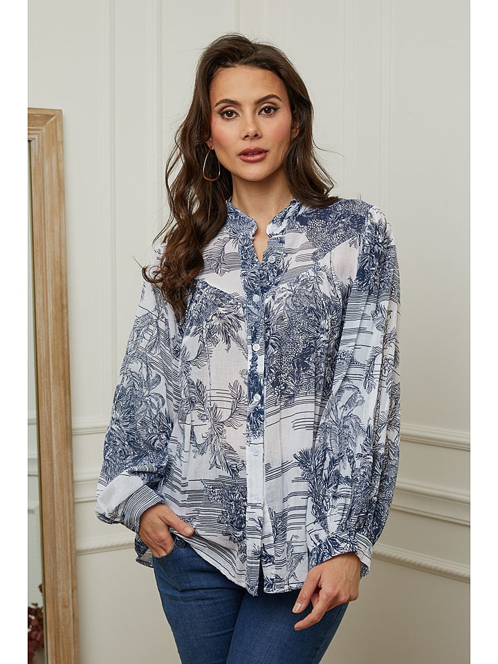 Plume Bluzka "Kolel" w kolorze biało-granatowym rozmiar: S