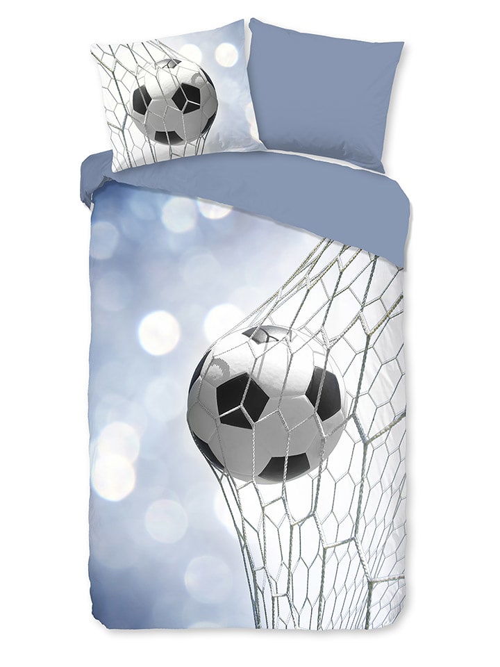 Good Morning Komplet pościeli flanelowej "Tijmen" w kolorze niebieskim rozmiar: 140x220 cm