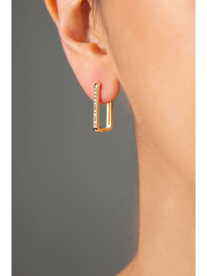 Heliophilia Pozłacane kolczyki-kreole z cyrkoniami rozmiar: onesize