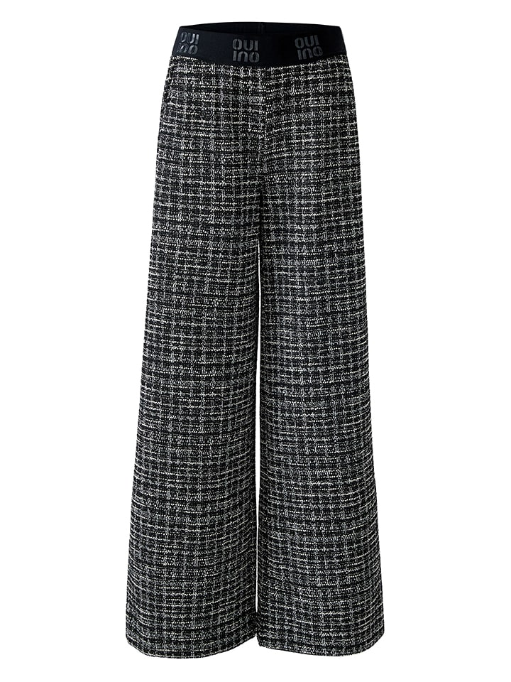 Oui Spodnie w kolorze czarno-kremowym rozmiar: 38