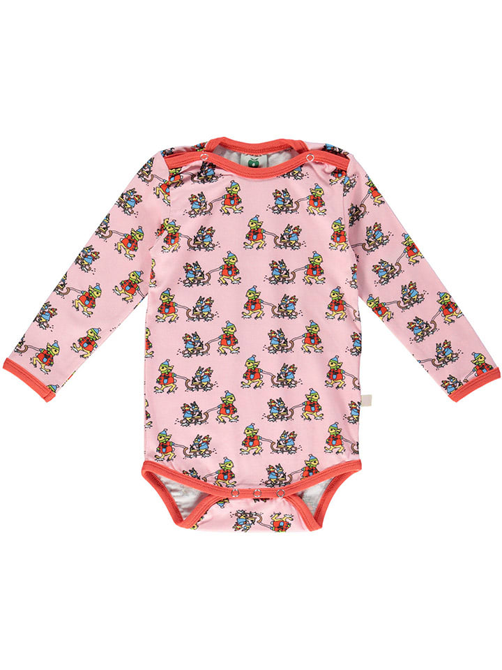 Småfolk Body w kolorze jasnoróżowym ze wzorem rozmiar: 68