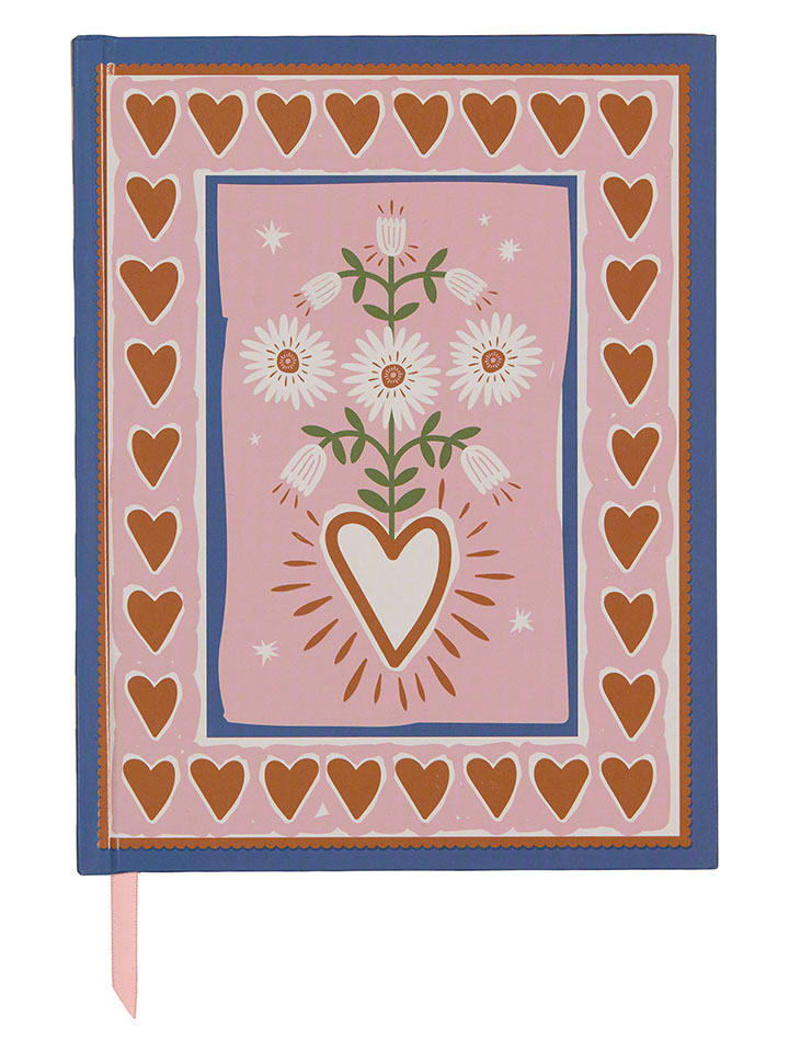 DESIGNWORKS INK ® Notes "Hearts" w kolorze jasnoróżowo-czerwono-niebieskim - 19 x 15 cm rozmiar: onesize