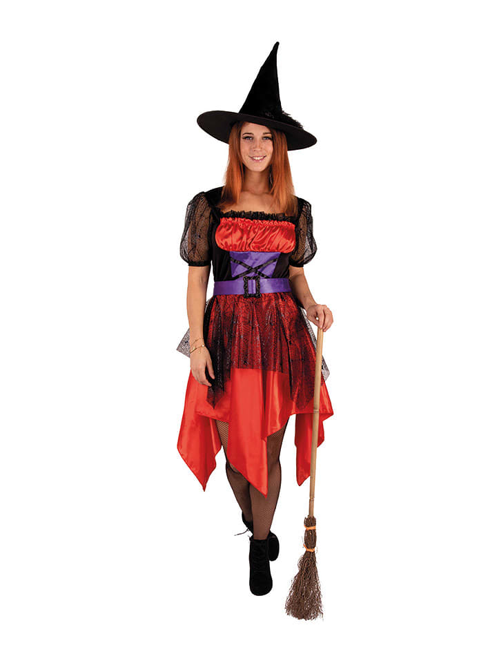 Party x People Sukienka kostiumowa "Hexe Hilda" w kolorze pomarańczowo-czarnym rozmiar: 40