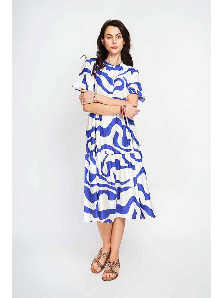 Le Jardin du Lin Sukienka w kolorze biało-niebieskim rozmiar: 36