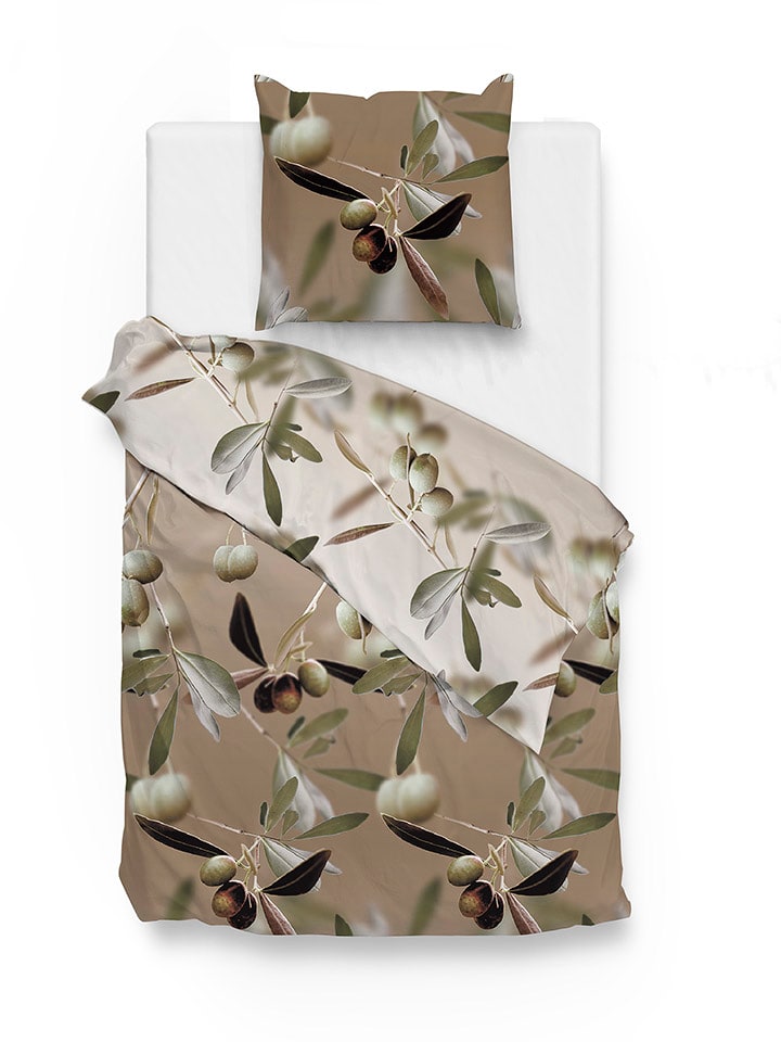 Zo!Home Komplet pościeli satynowej "Mylie" w kolorze brązowym rozmiar: 155x220 cm