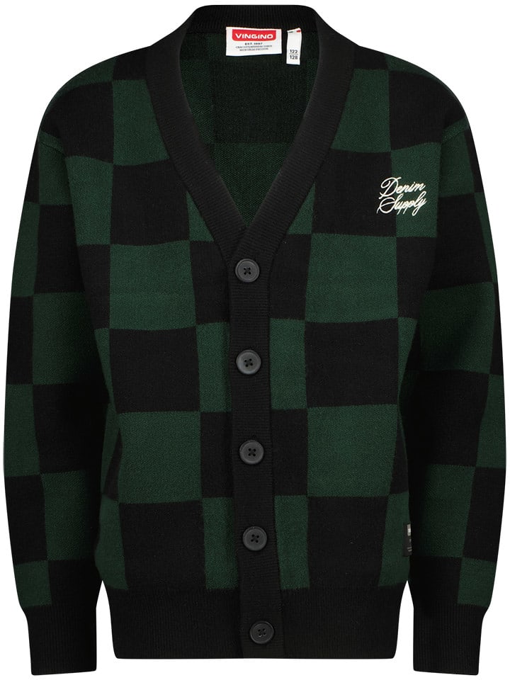Vingino Kardigan "Ocido" w kolorze zielono-czarnym rozmiar: 164