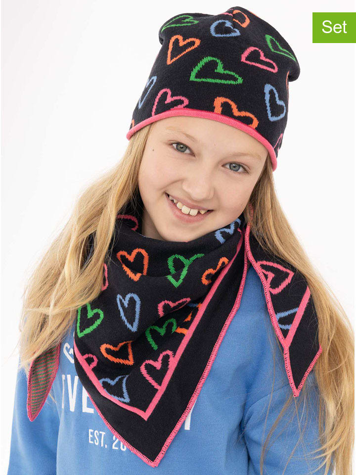 Zwillingsherz 2-częściowy zestaw "Colorful Hearts" w kolorze czarnym ze wzorem rozmiar: onesize