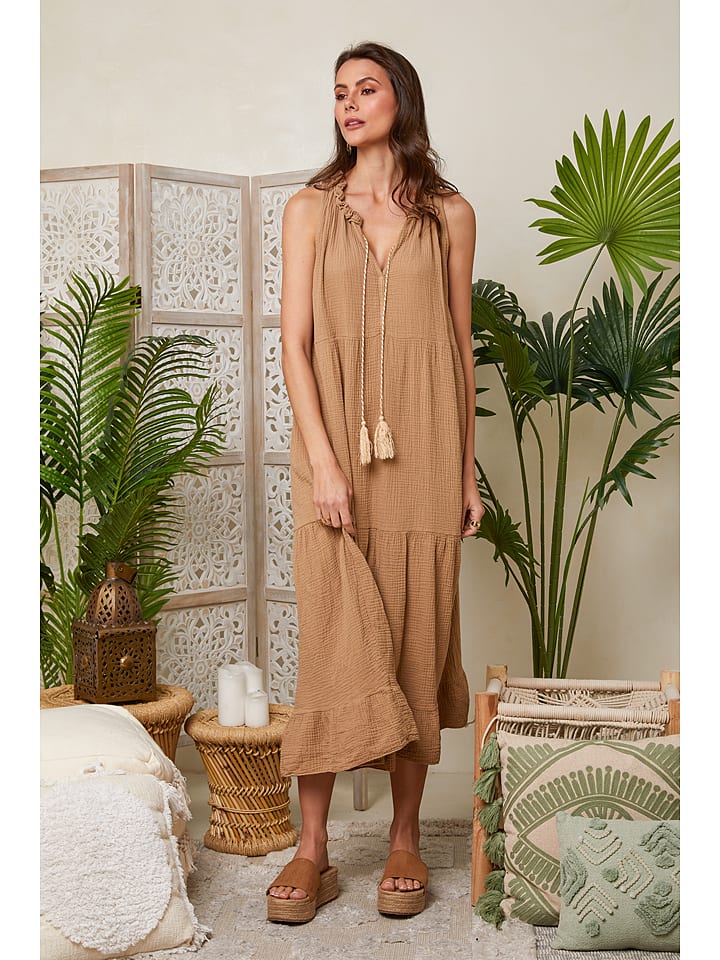 Lin Passion Sukienka w kolorze jasnobrązowym rozmiar: 40/42