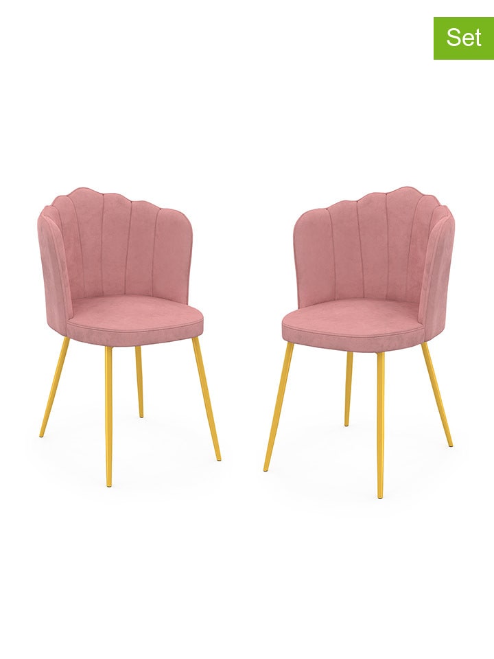 IDOMYA Factory Krzesła (2 szt.) w kolorze jasnoróżowym do jadalni - 55 x 82 x 51 cm rozmiar: onesize