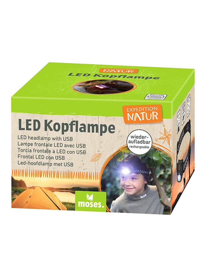 moses. Lampka czołowa LED "Expedition Natur" w kolorze czarnym rozmiar: onesize