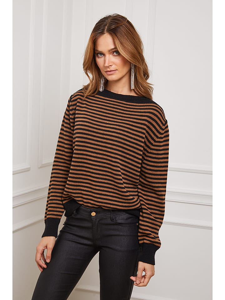 Joséfine Sweter "Astro" w kolorze czarno-kamelowym rozmiar: S