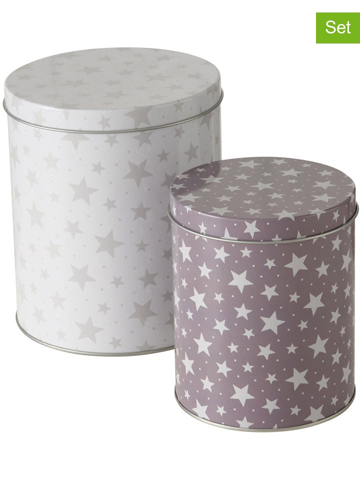 Boltze Pojemniki (2 szt.) "Starina" w kolorze fioletowo-białym rozmiar: onesize