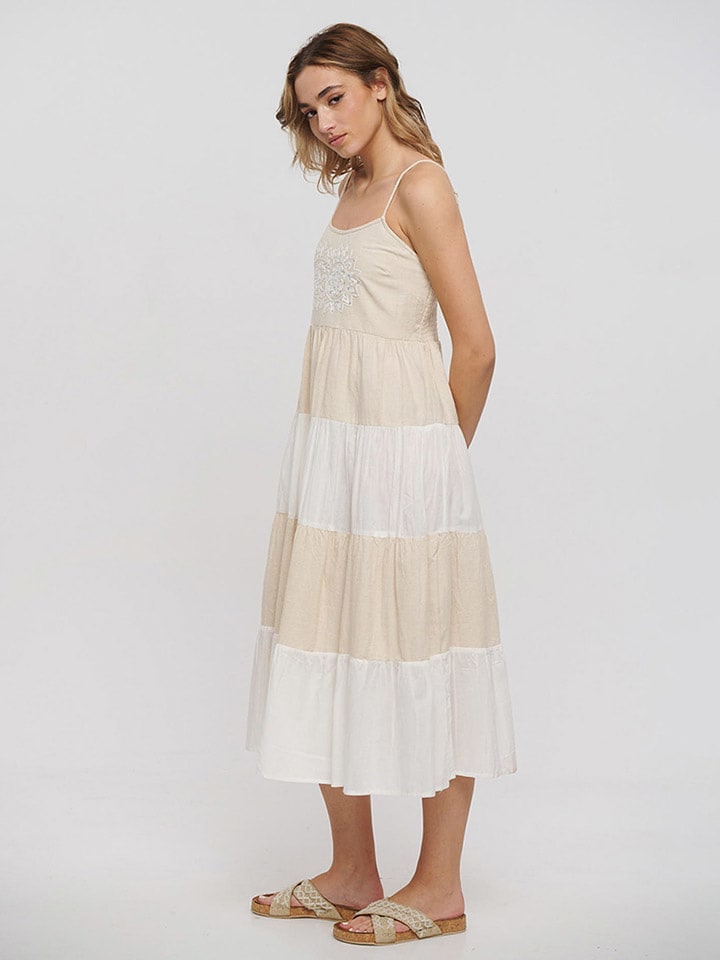 BLE Sukienka w kolorze beżowo-białym rozmiar: onesize