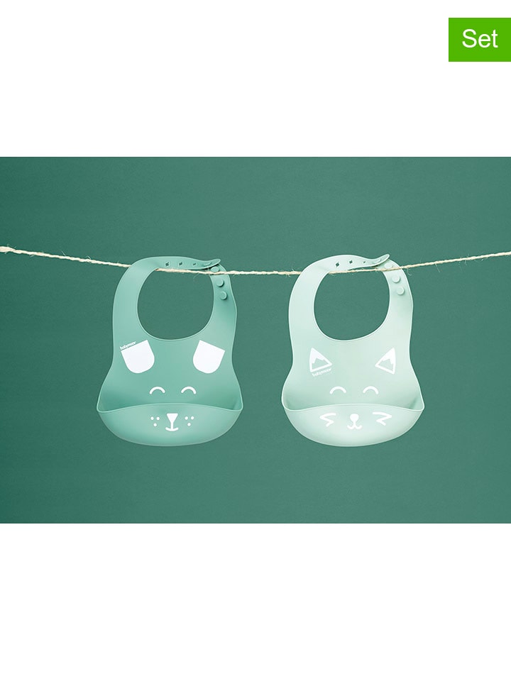 Babymoov Silikonowe śliniaczki (2 szt.) w kolorze zielonym rozmiar: onesize