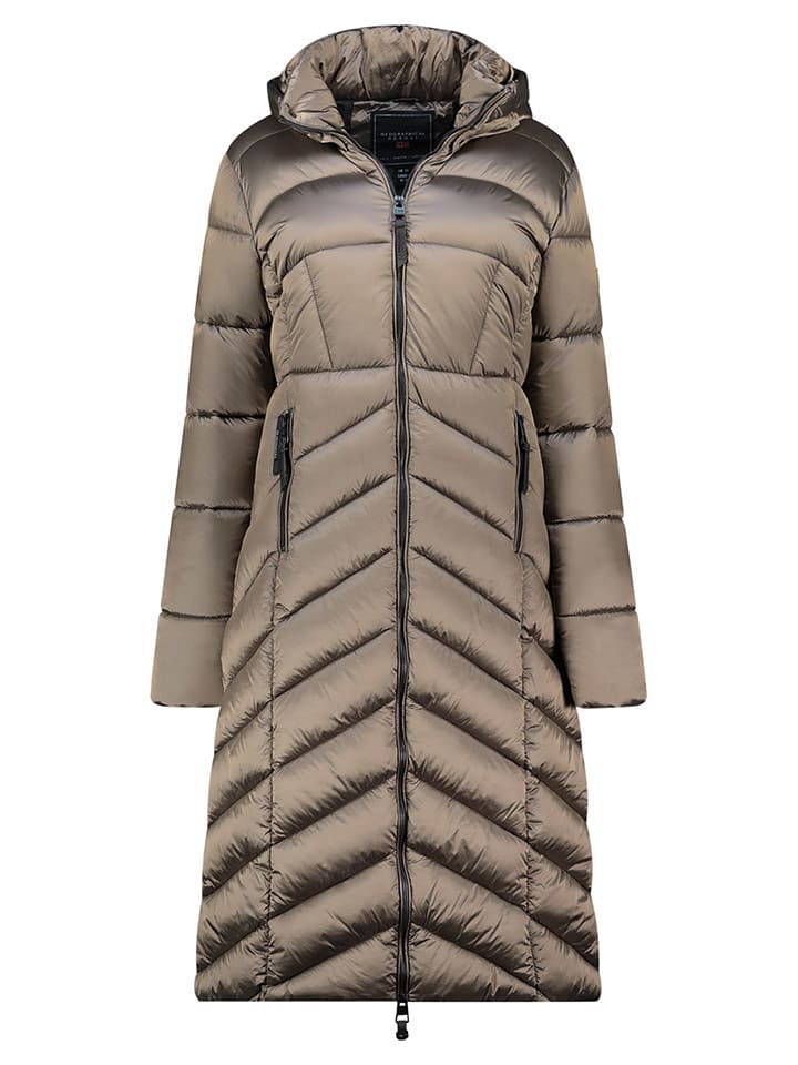 Geographical Norway Płaszcz pikowany "Blanche" w kolorze szarobrązowym rozmiar: L