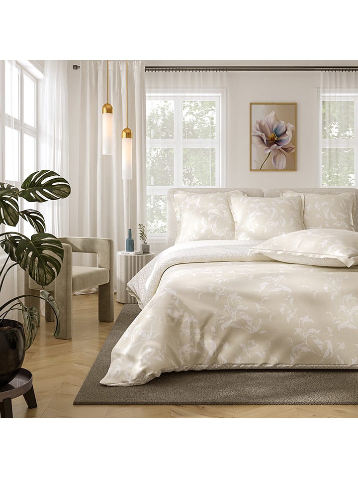 Passion dElly Komplet pościeli perkalowej "Louise" w kolorze kremowym rozmiar: 240x260 cm