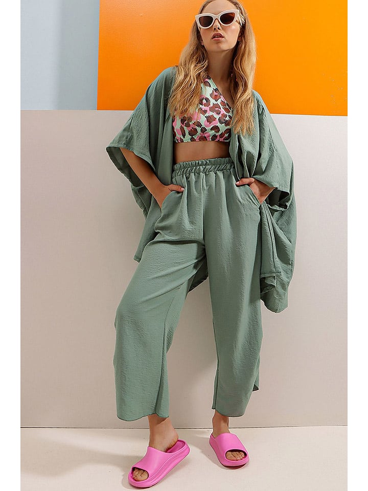 Trend Alaçatı Stili 2-częściowy zestaw w kolorze zielonym rozmiar: onesize