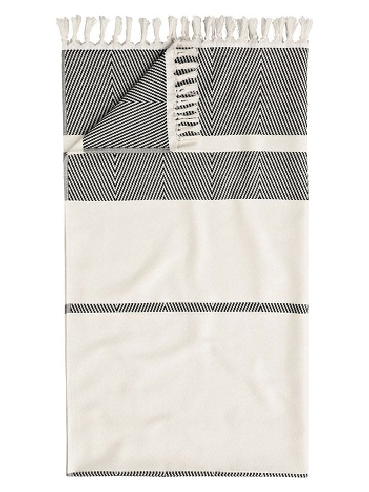 Egeria Ręcznik "Pestemal" w kolorze kremowo-czarnym do sauny rozmiar: 100x180 cm