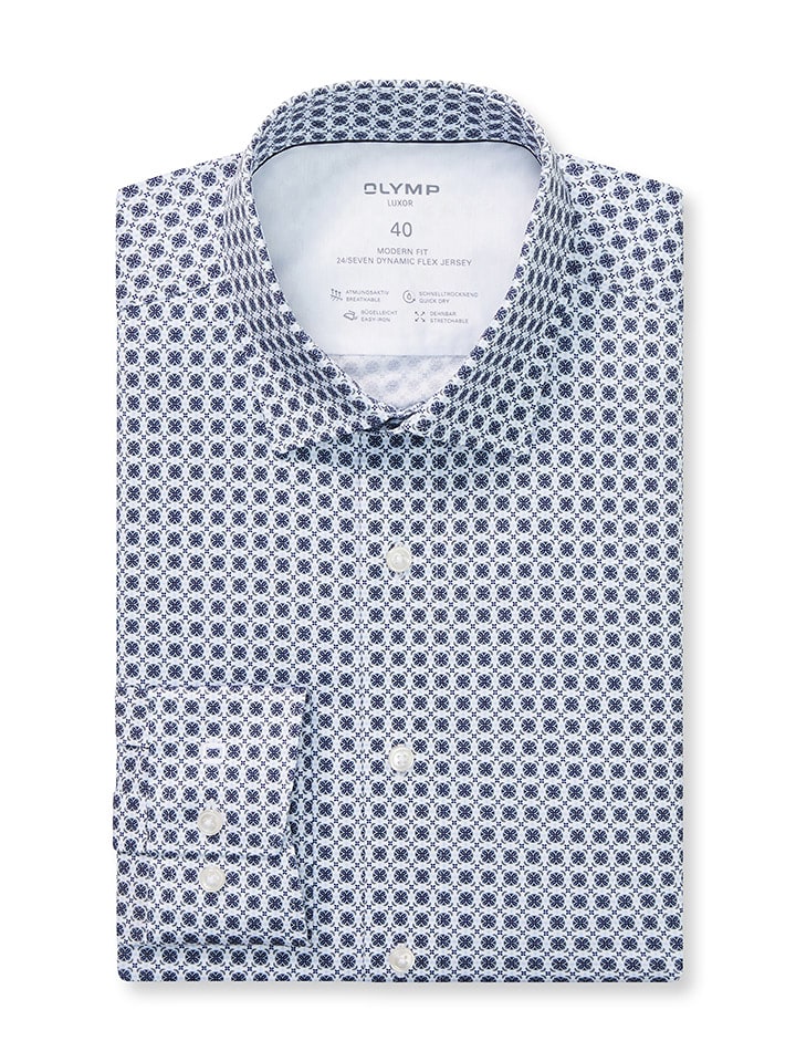 OLYMP Koszula - "Luxor" - Modern fit - w kolorze granatowo-białym rozmiar: 40