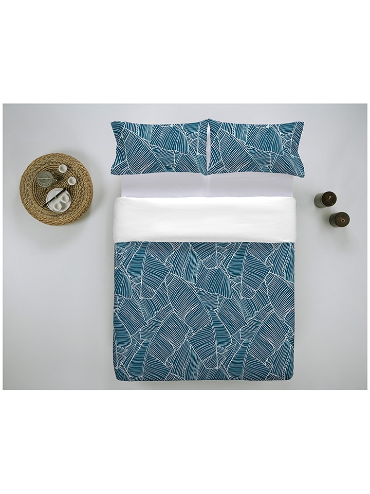 ethere Perkalowa poszwa "Banama" w kolorze niebieskim na kołdrę rozmiar: 150x220 cm