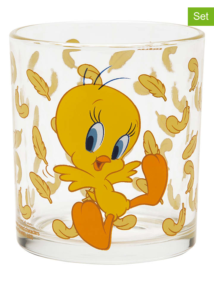 Trendy Kitchen by EXCÉLSA Szklanki (3 szt.) "Looney Tunes" w kolorze żółtym - 250 ml rozmiar: onesize