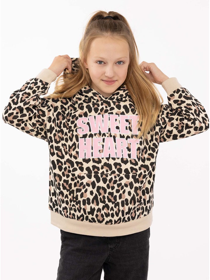 Zwillingsherz Bluza "Sweet Heart Leo" w kolorze beżowo-jasnoróżowym rozmiar: 110/116